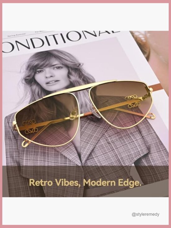 Gold Metal Oversized Aviator Sunglasses UV400 Protection